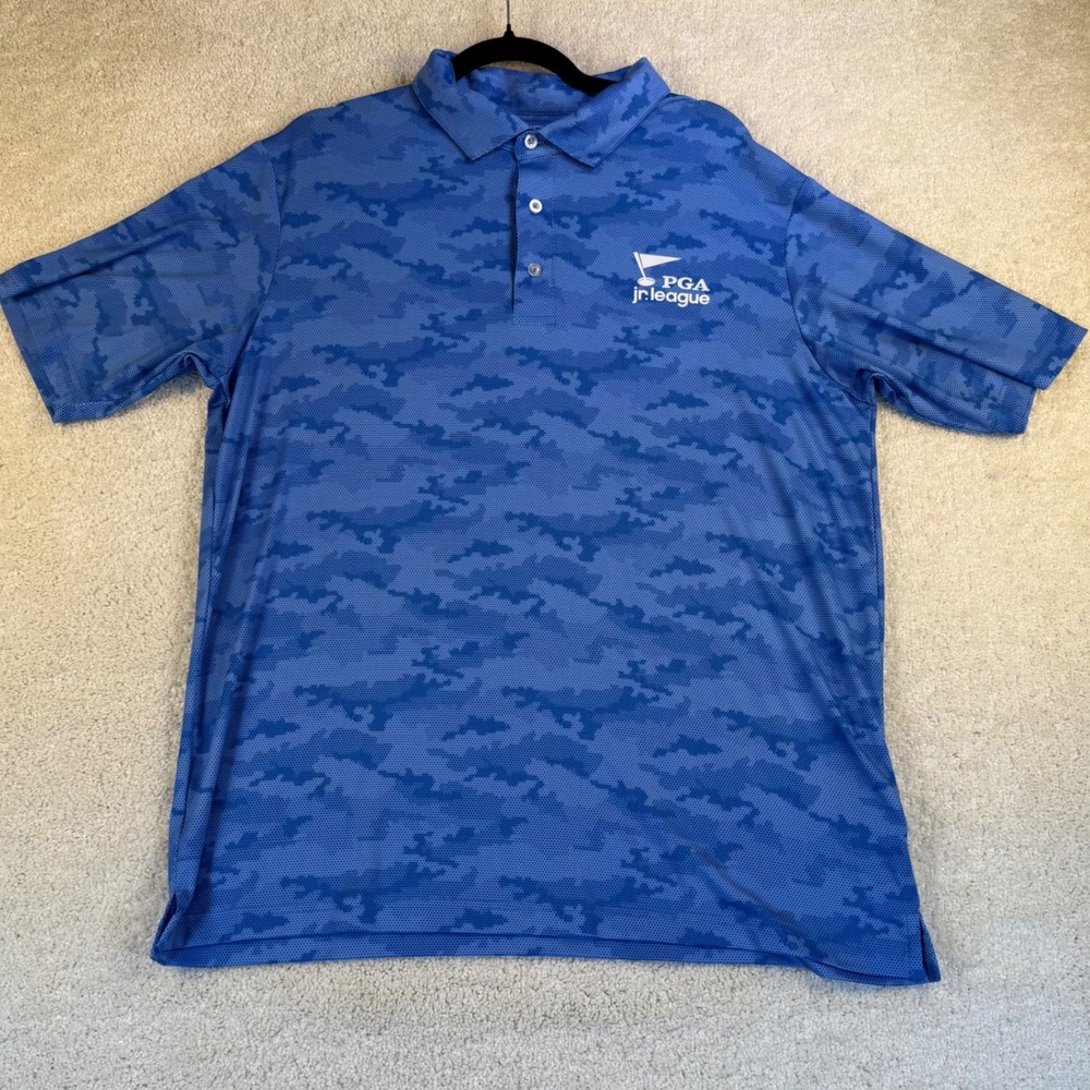 Garb Blue Camo Golf Polo‎ Shirt PGA Jr League Rock 1 Mens Large